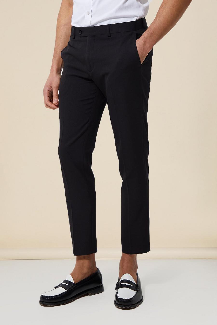 Black noir Crop Skinny Suit Trousers