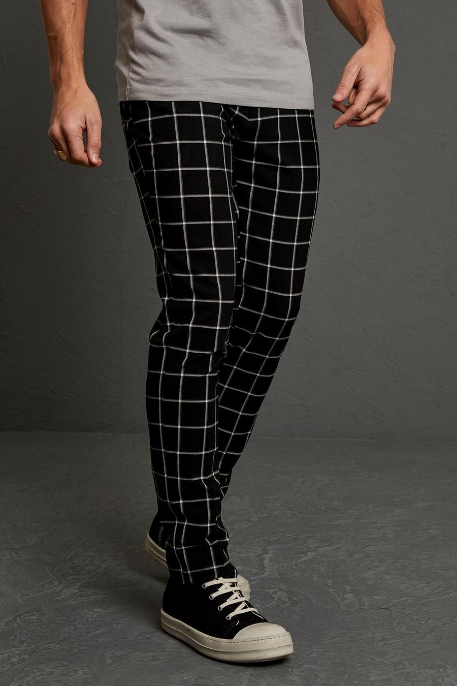 Pantalon slim coupe skinny à carreaux, Dark grey image number 1