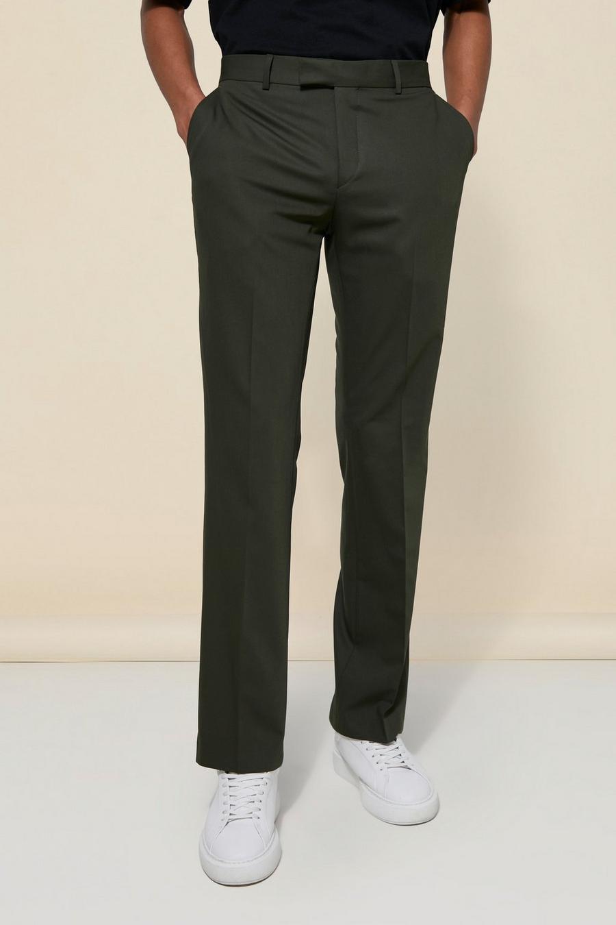 Khaki Straight Leg Tailored Trouser image number 1