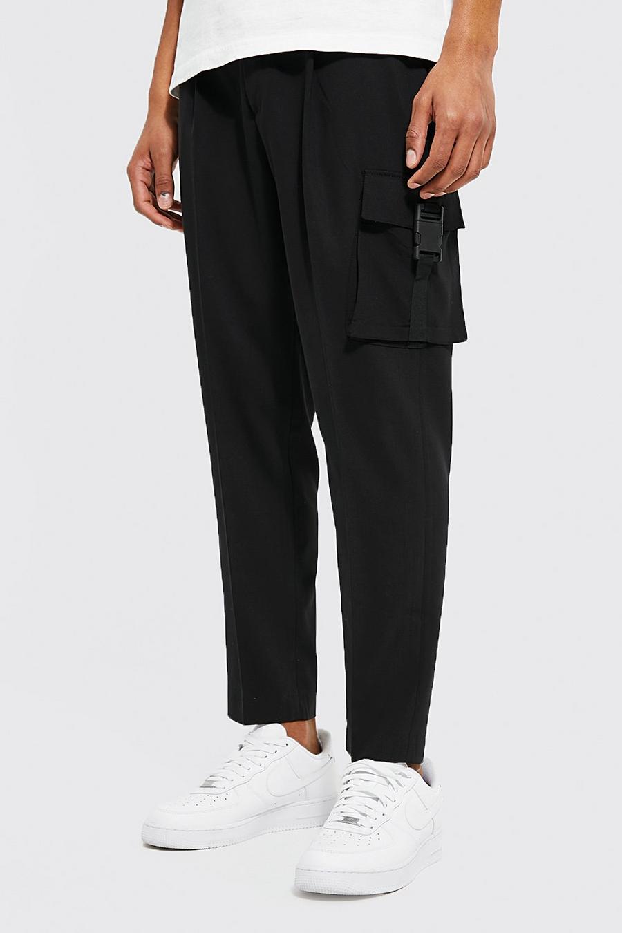 Black Tapered Cargo Tailored Trouser image number 1