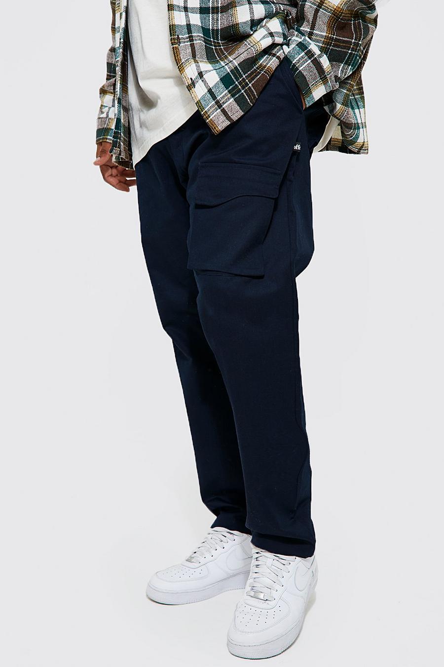 Pantalón Plus ajustado con bolsillos curvos, Navy blu oltremare