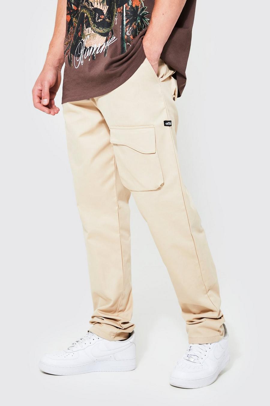 Tall - Pantalon cargo avec poches en relief, Ecru blanc