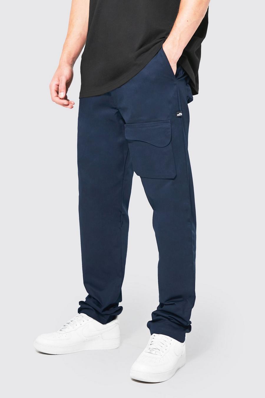 Navy marinblå Tall Relaxed Fit Curved Pocket Trouser