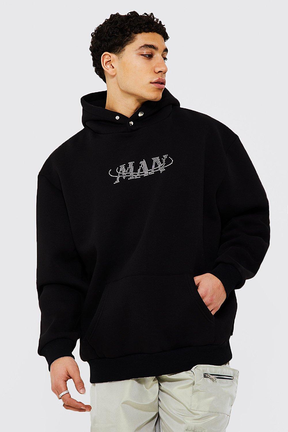 Rhinestone mens hoodie sale