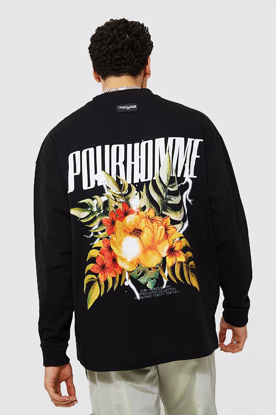 Black Oversized Pour Homme Long Sleeve T-shirt image number 1