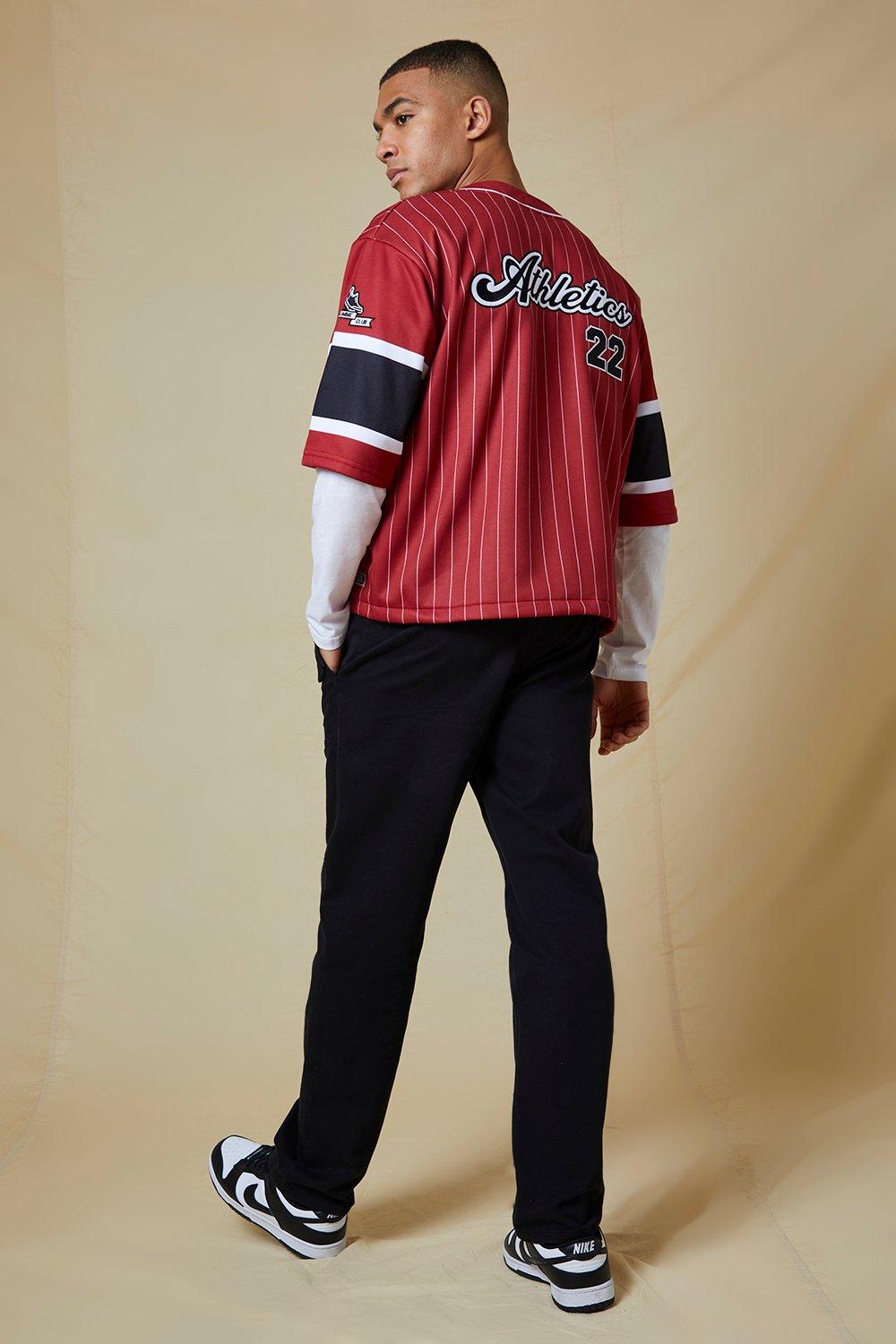 Boxy Striped Jersey Baseball Shirt