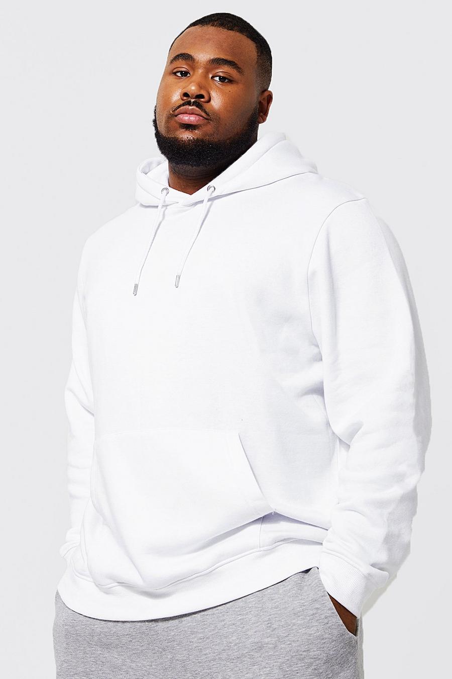 White Plus Basic Regular Fit Over The Head Hoodie image number 1