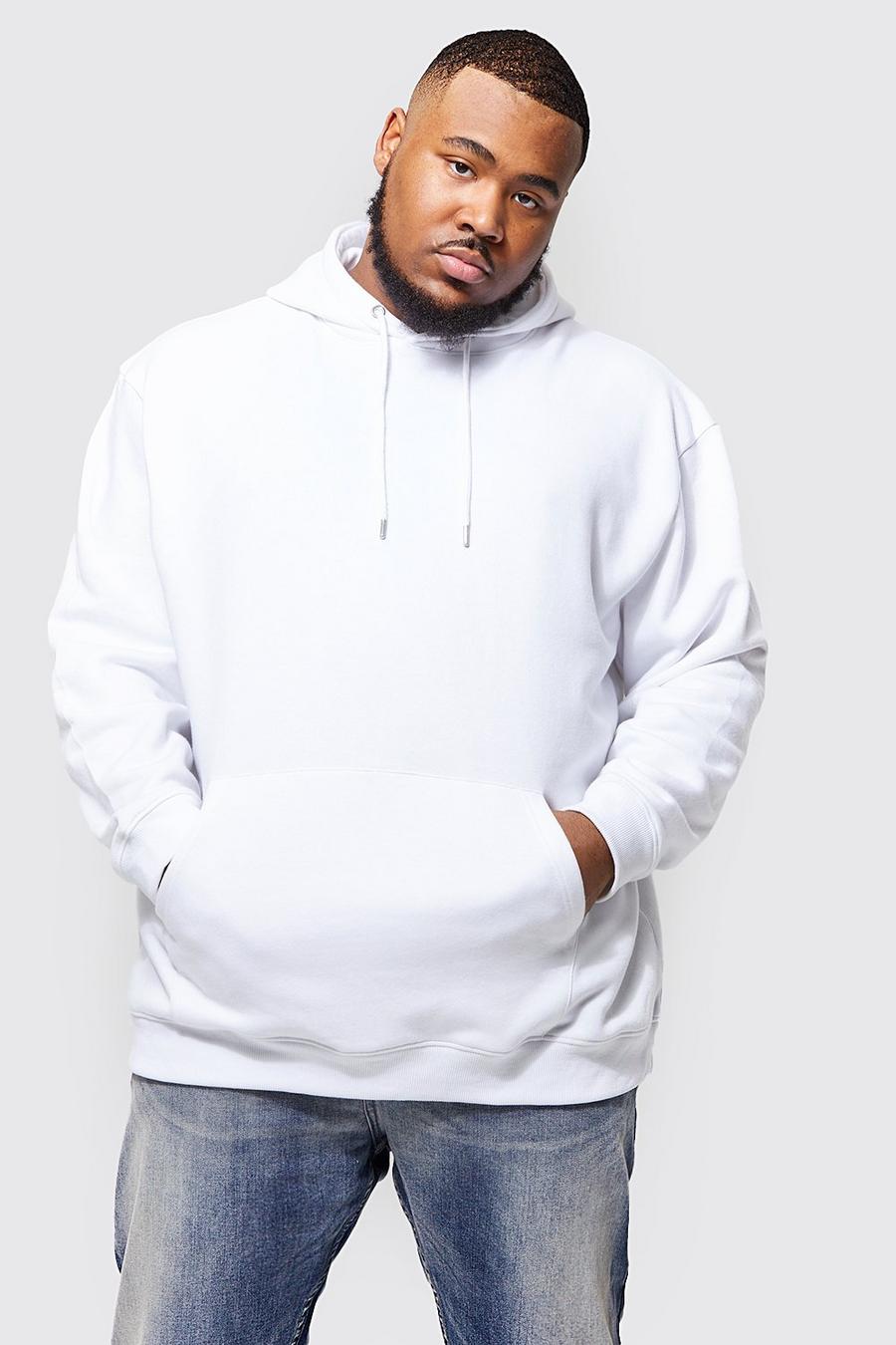White Plus Basic Loose Fit Over The Head Hoodie image number 1