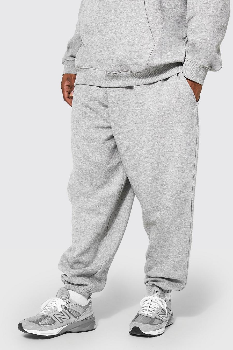 Pantalón deportivo Plus básico holgado con algodón ecológico, Grey marl gris