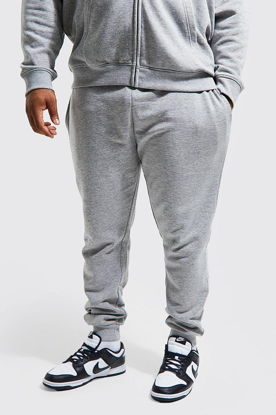 Pantalón deportivo Plus pitillo básico con algodón ecológico, Grey marl gris
