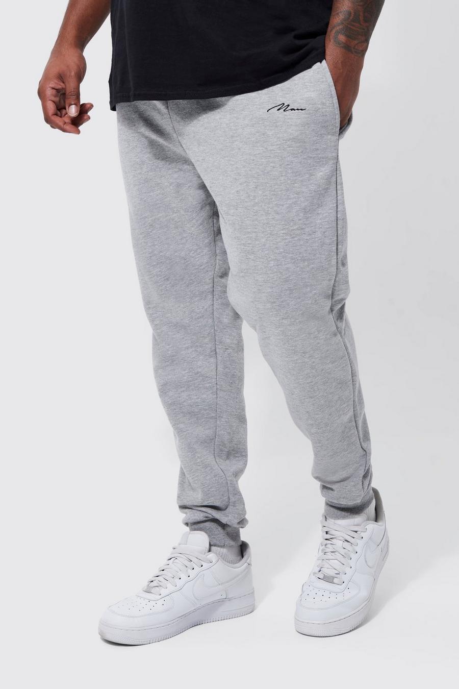 Pantalón deportivo Plus MAN pitillo con algodón ecológico, Grey marl gris