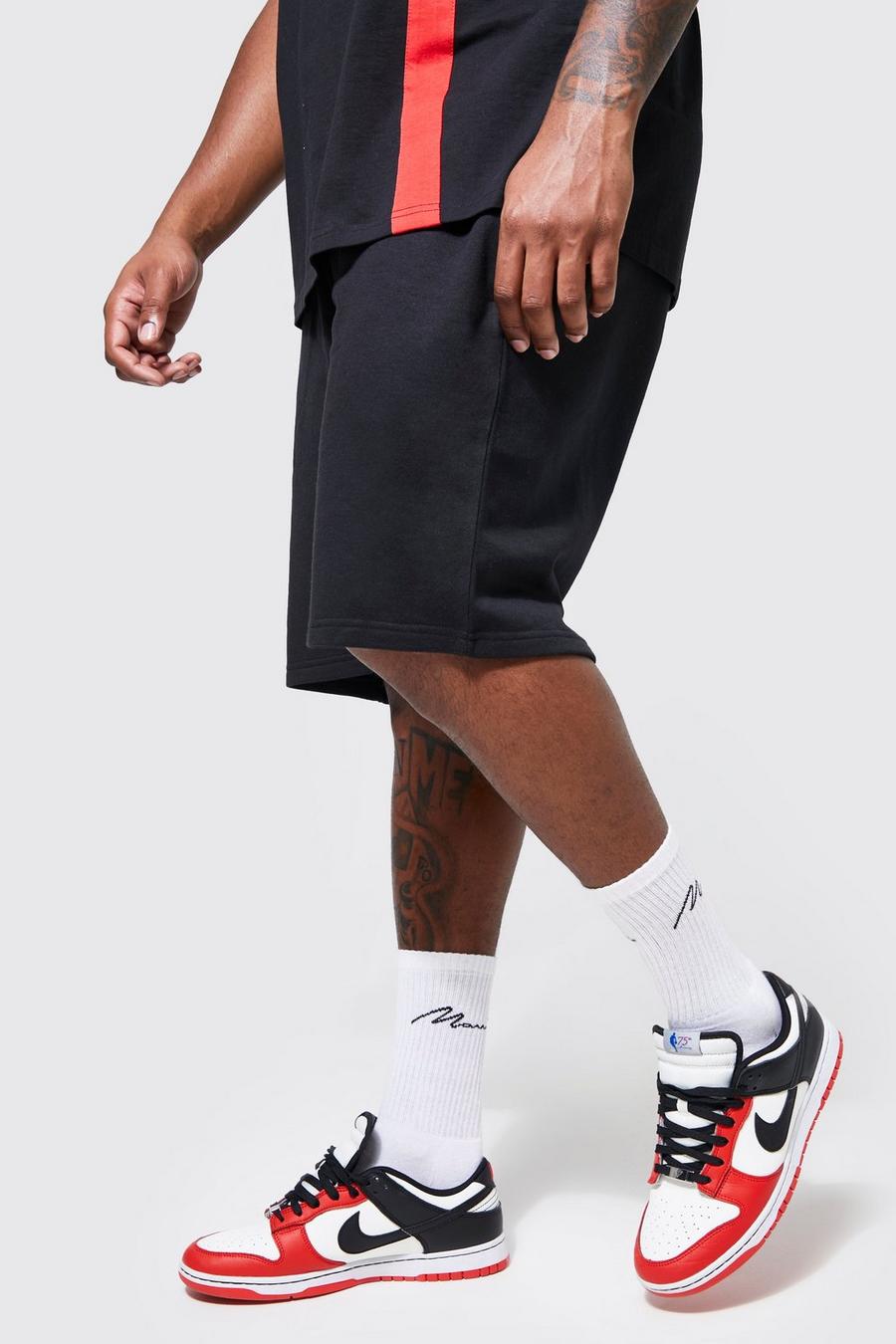 Plus mittellange Jersey-Shorts aus REEL Baumwolle, Black schwarz