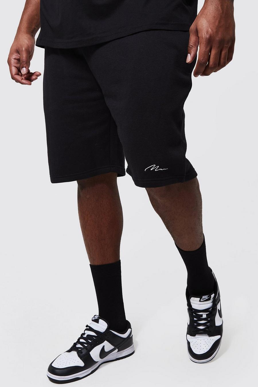 Black noir Plus Man Mid Jersey Short with REEL Cotton