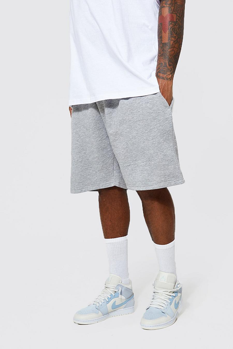 Grey marl Plus Mid Length Jersey Short with REEL Cotton