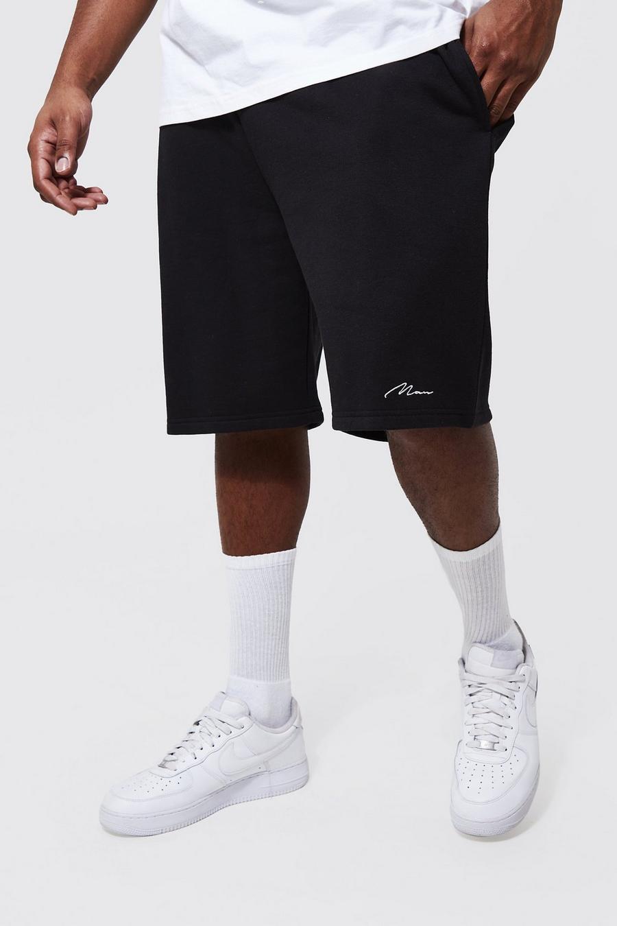 Black Plus Man Loose Jersey Short with REEL Cotton