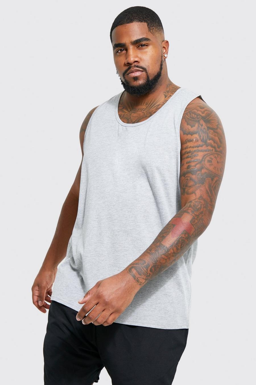 Grey marl Plus Basic Vest With Cotton image number 1