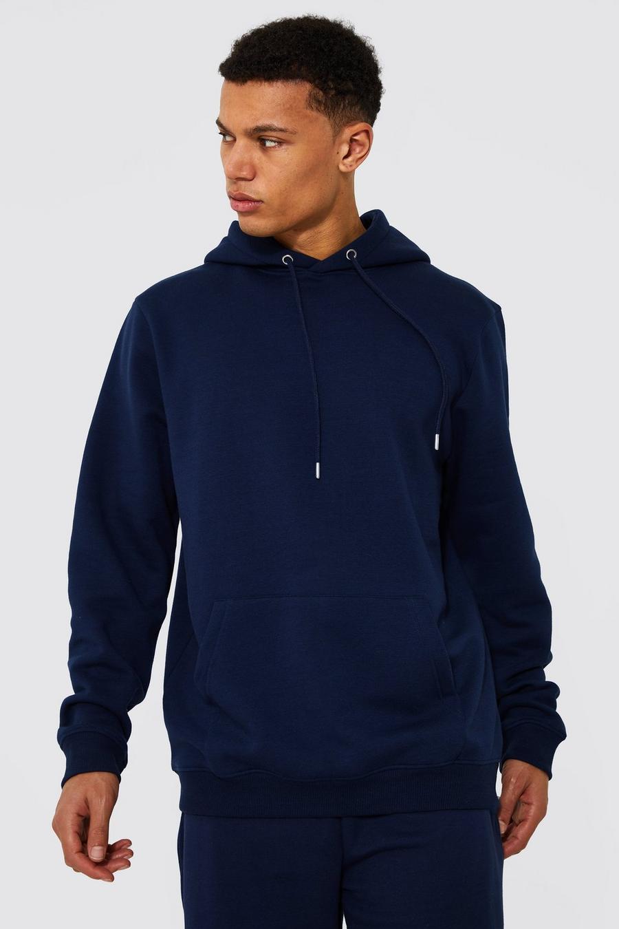 Navy Tall Basic Regular Fit Over The Head Hoodie image number 1