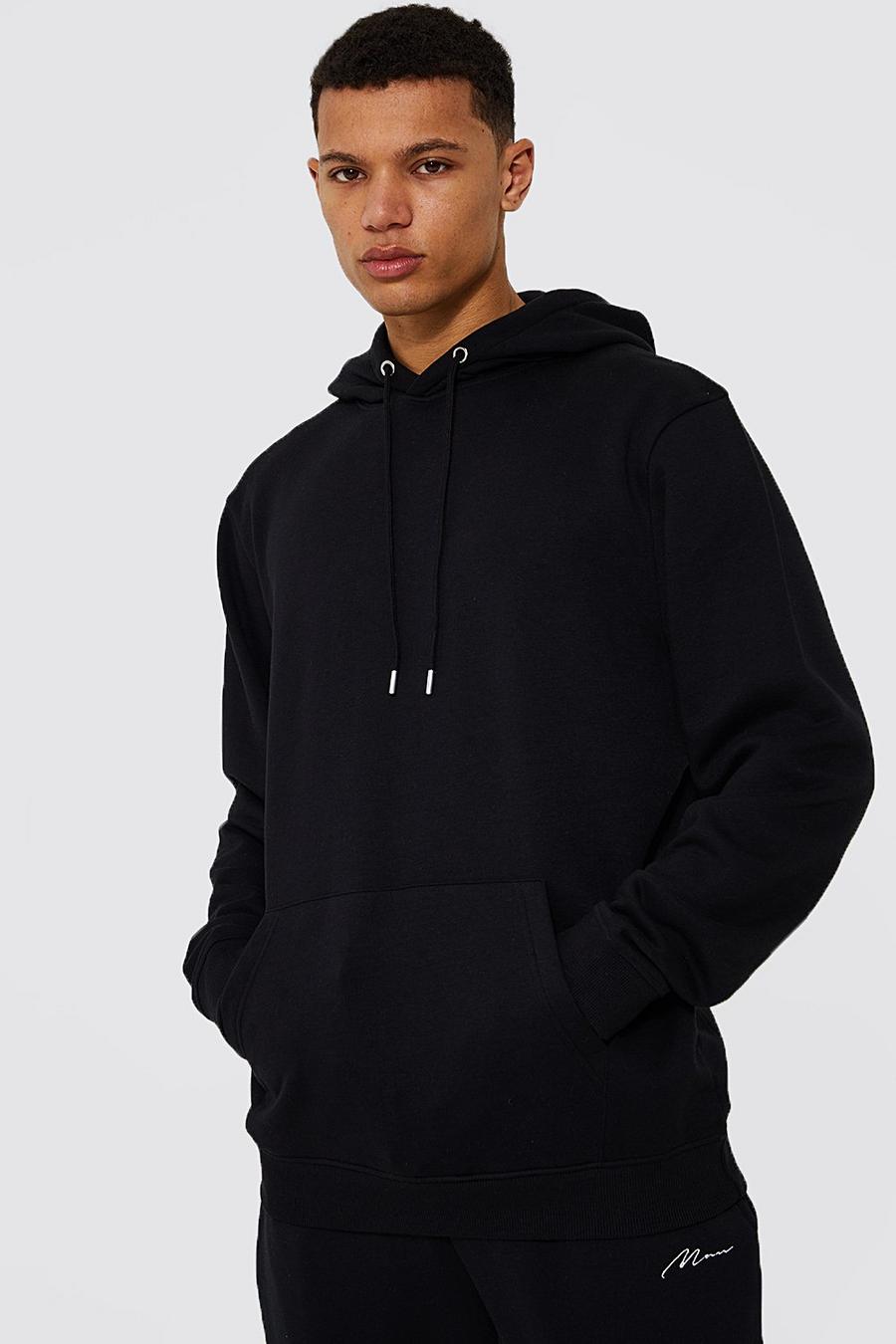 Black Tall Basic Regular Fit Over The Head Hoodie image number 1