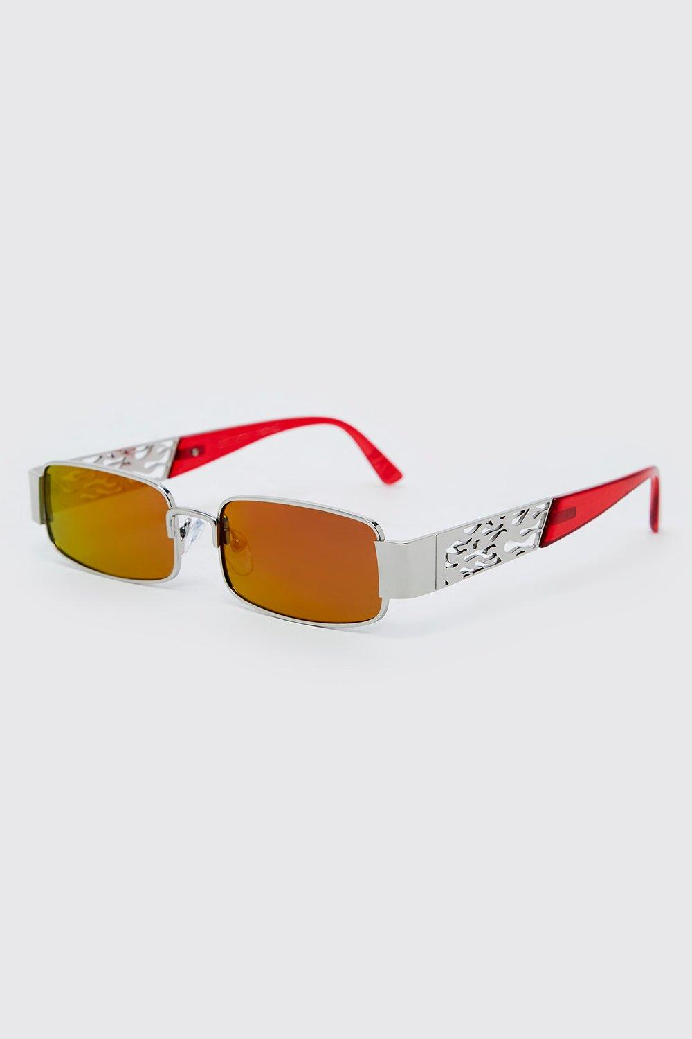 Gafas de sol rectangulares met licas con llamas boohoo