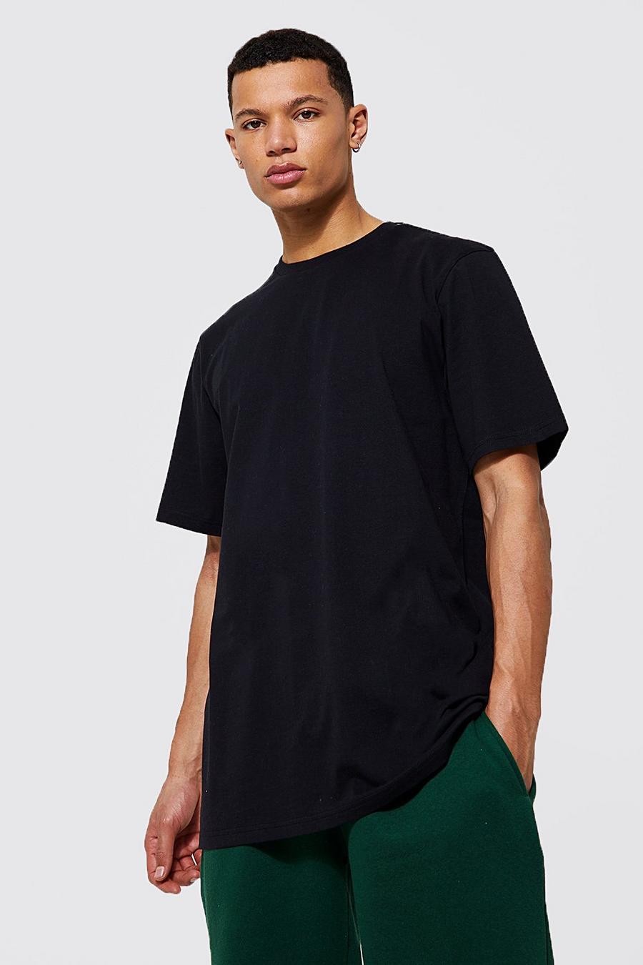 Camiseta Tall de corte largo con algodón ecológico, Black negro