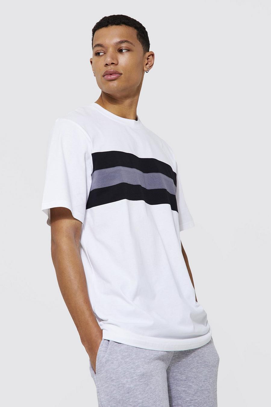 White weiß Tall Contrasterend Long Line T-Shirt Met REEL Katoen image number 1