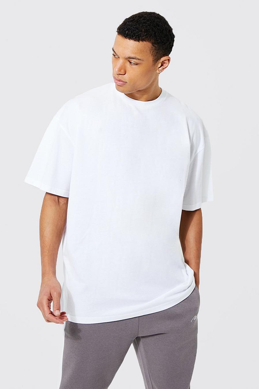 White Tall Basic T-shirt med ledig passform image number 1