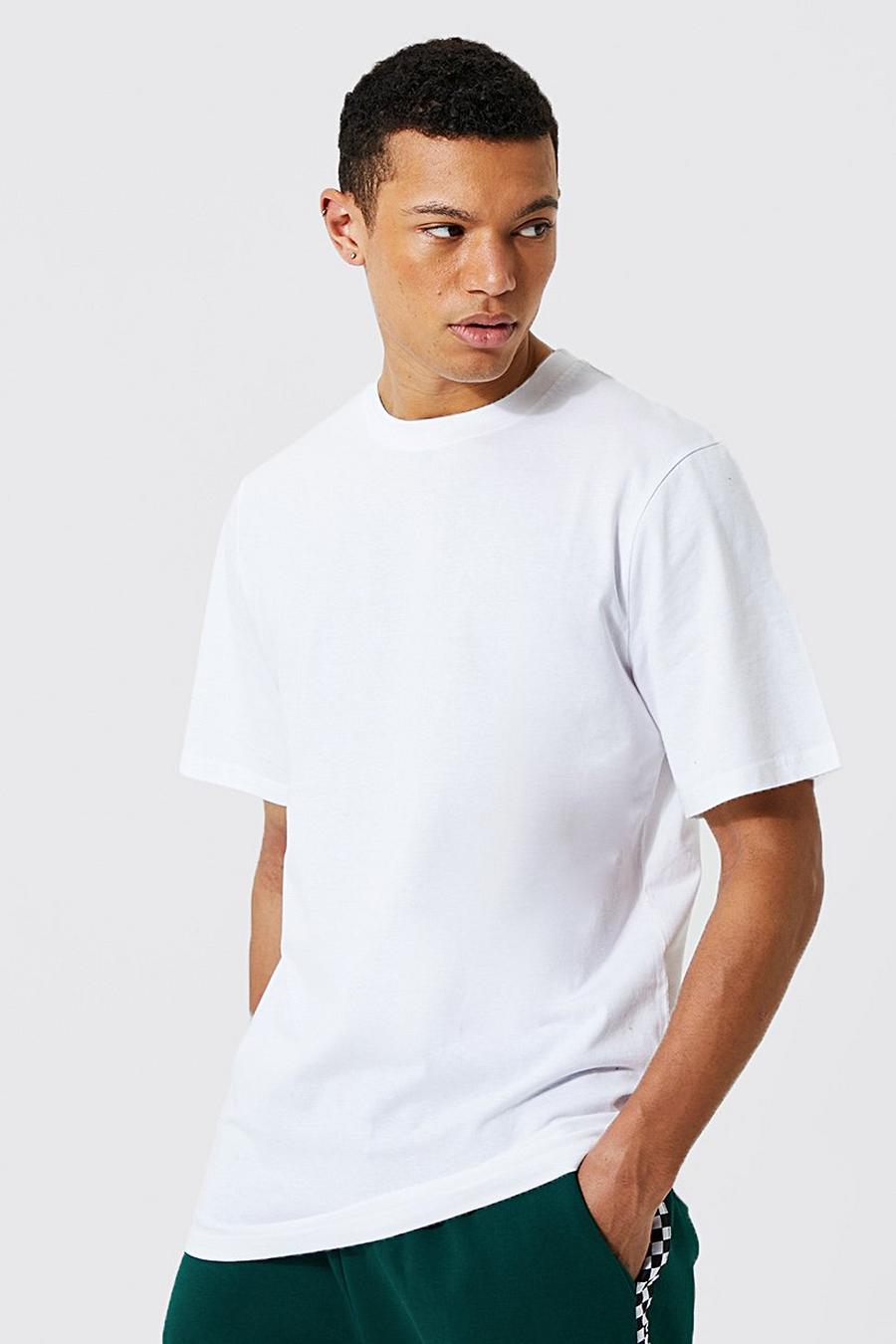 T-shirt a girocollo Tall Basic in cotone REEL, White bianco