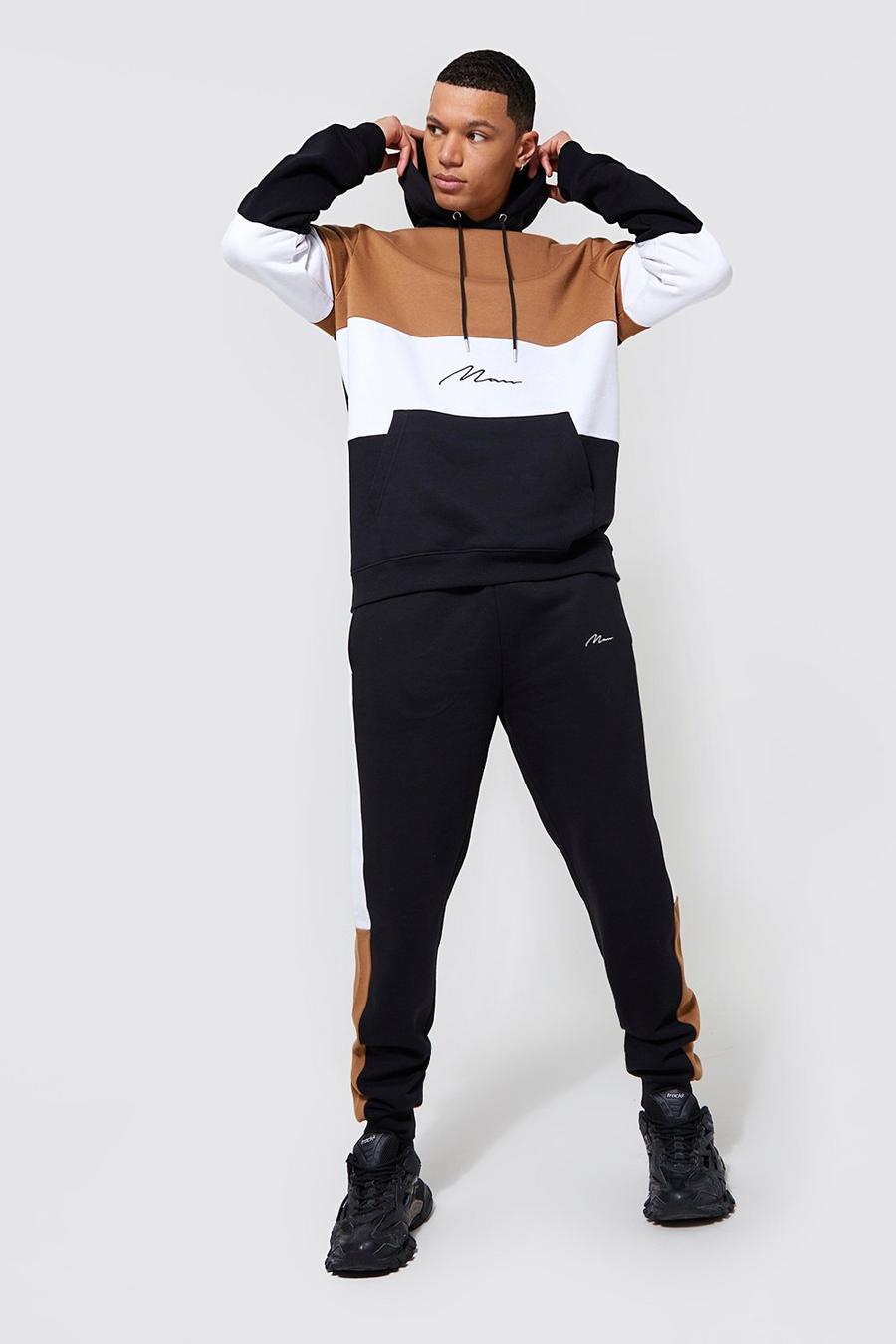 Black Tall Colour Block Tracksuit image number 1