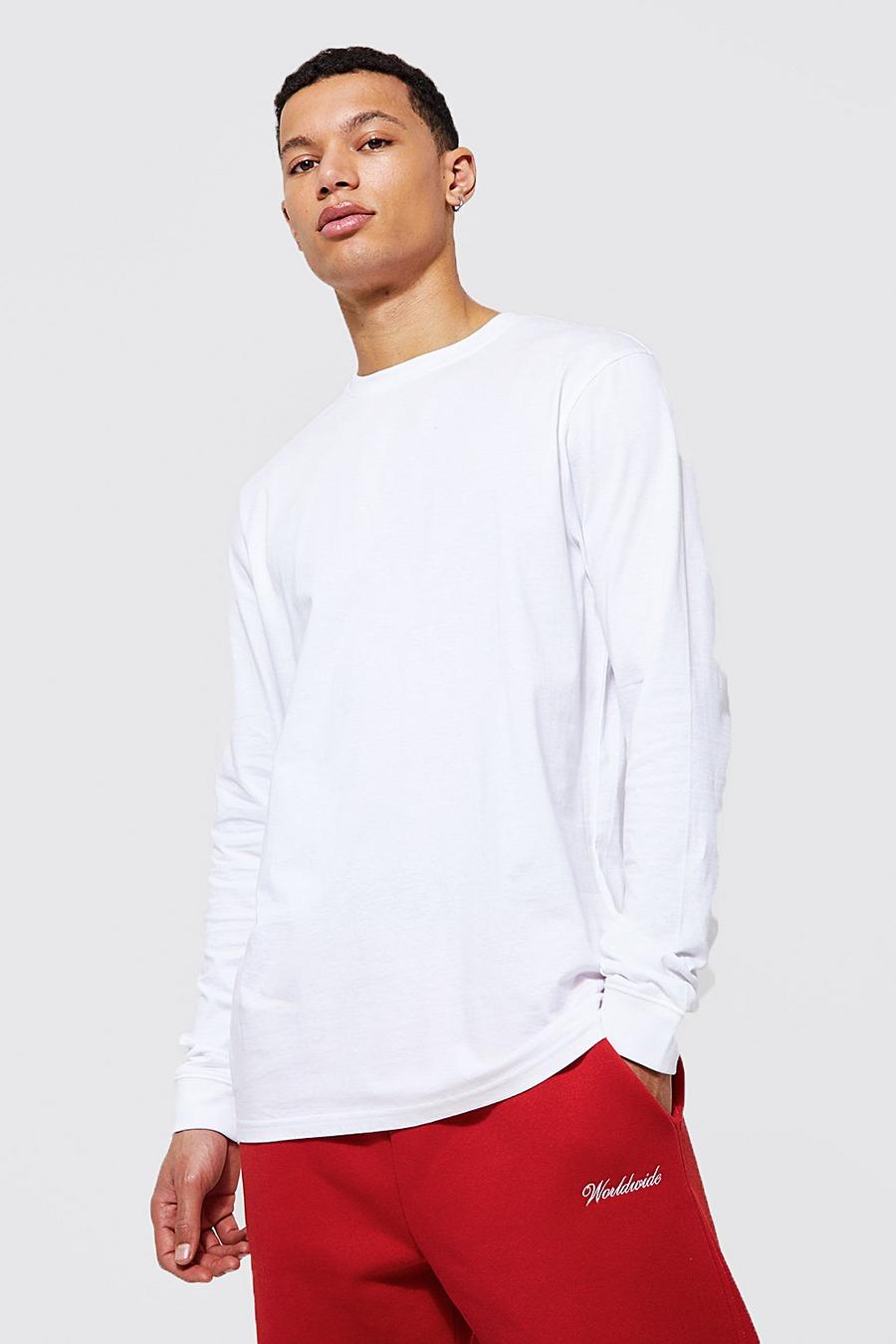 White Tall T-Shirt Met Lange Mouwen En REEL Katoen image number 1