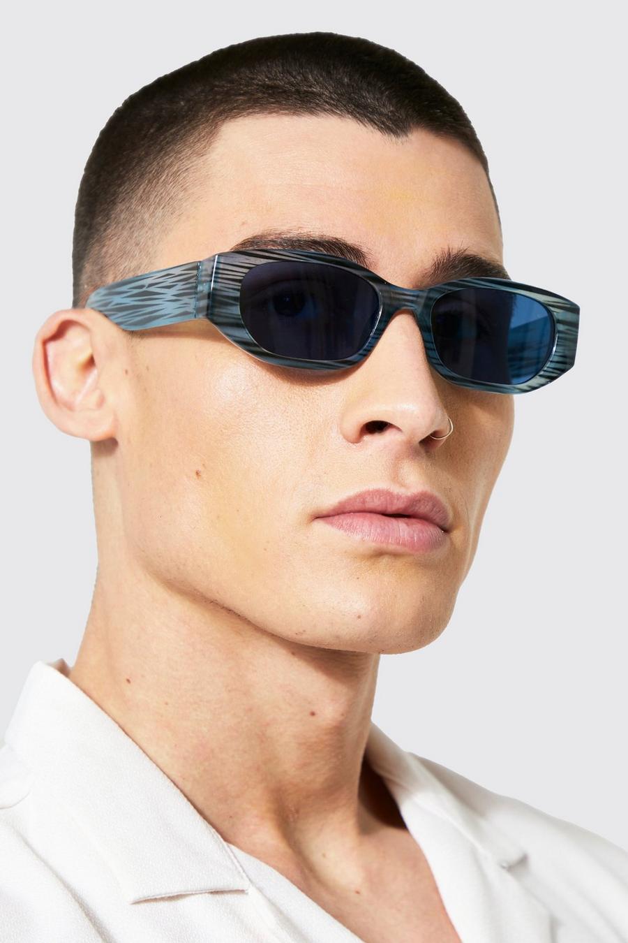Eckige recycelte Sonnenbrille mit Marmorprint, Multi