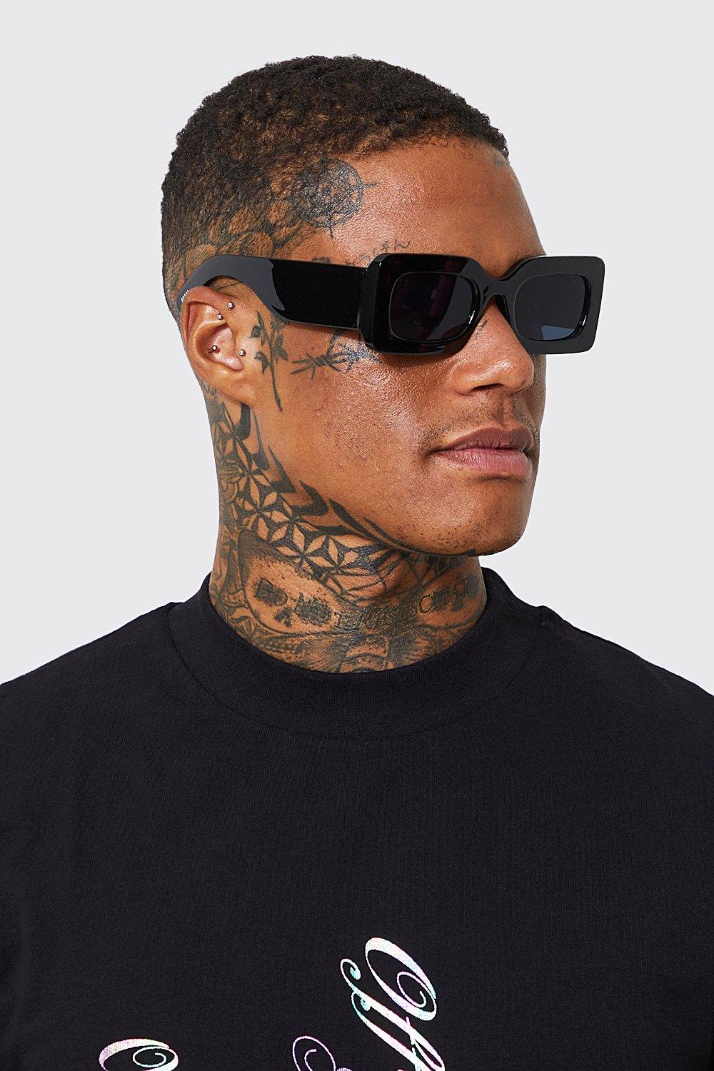 Mens black best sale rectangle sunglasses