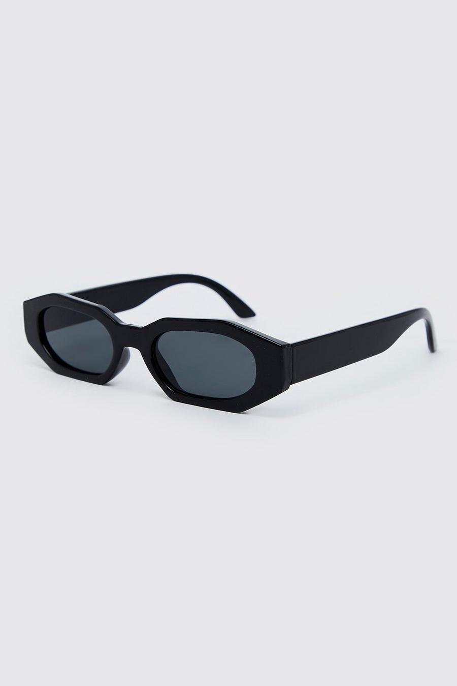 Black Plastic Hexagon Sunglasses image number 1