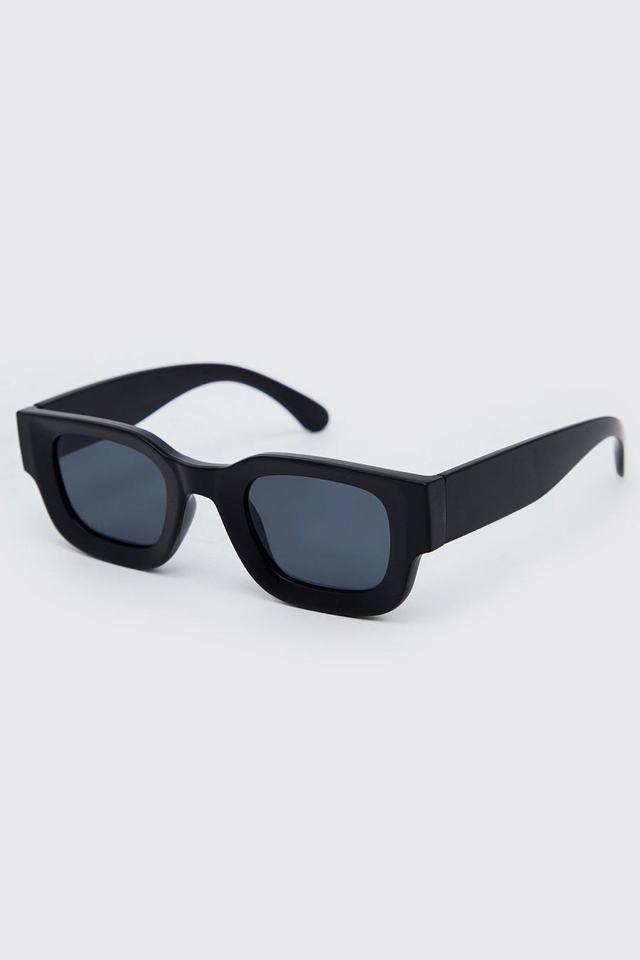 Gafas de sol recicladas Wayfarer de plástico gruesas, Black nero