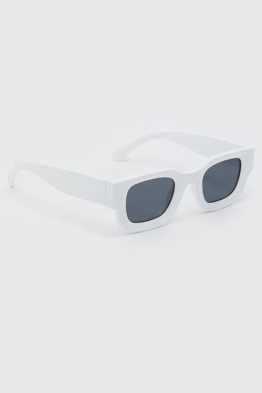White Plastic Chunky Classic Sunglasses image number 1