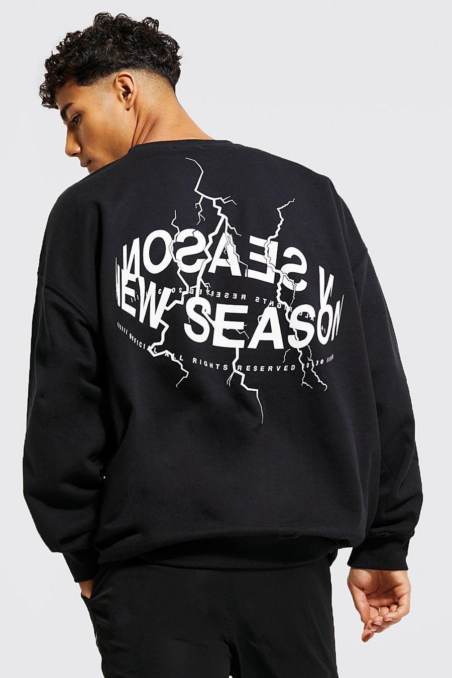 Black schwarz Oversized New Season Print Sweatshirt