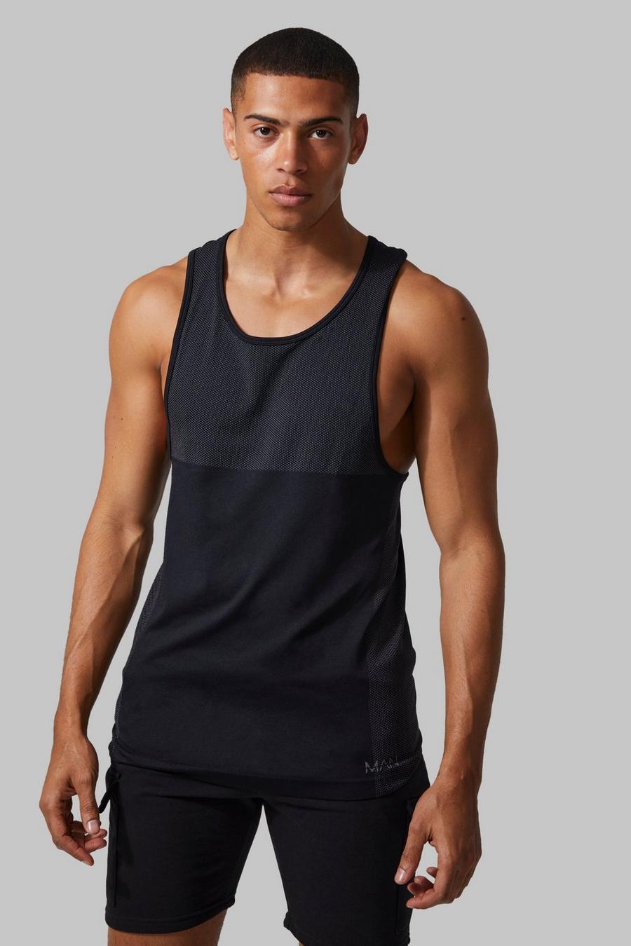 Black Man Active Muscle Tank Top image number 1