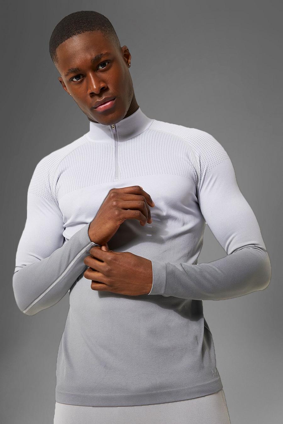 White Man Active Ombre Seamless Muscle 1/4 Zip Top image number 1