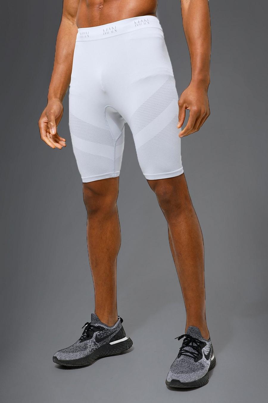 Ice grey Man Active Gym Seamless Cycling Shorts image number 1