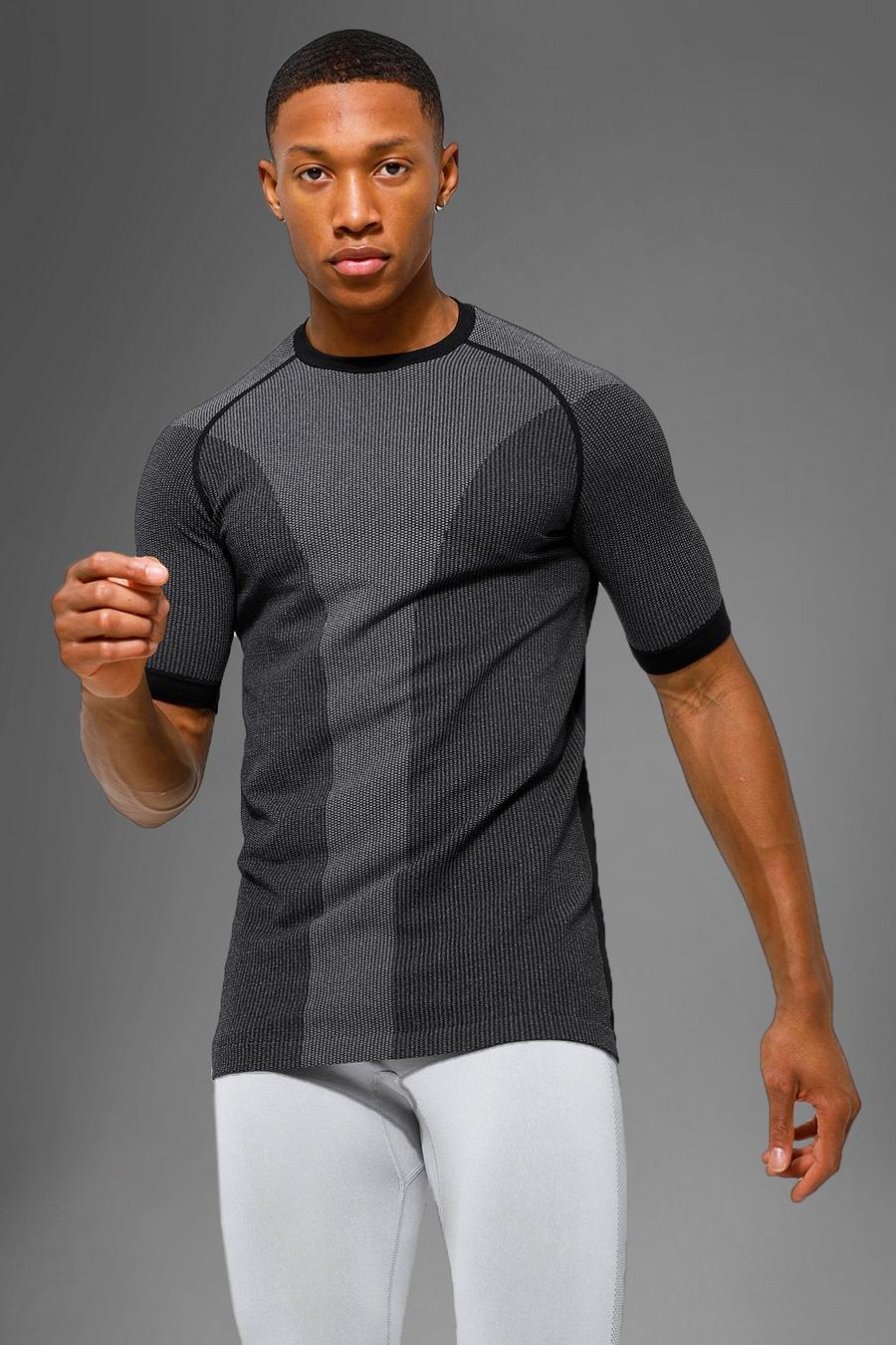 Black Man Active Seamless Muscle T Shirt image number 1
