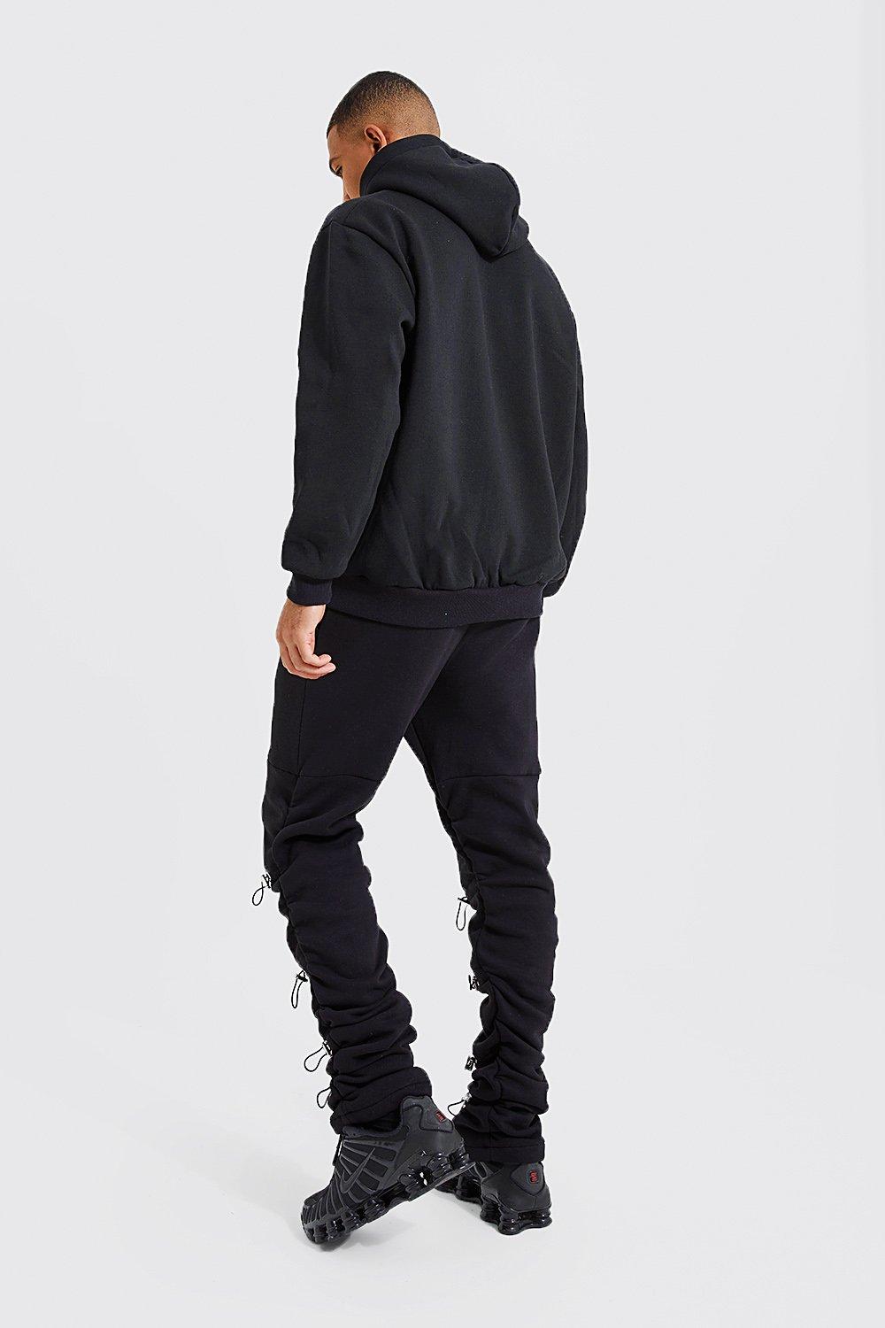 New York' Oversized Zip Through Hoodie - White/Black