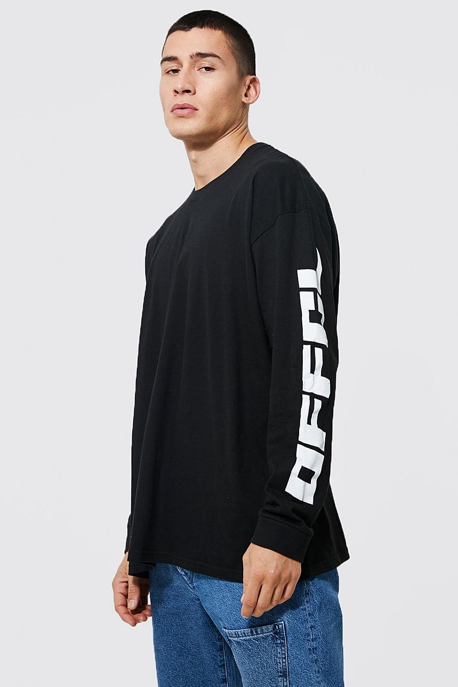 Black Oversized Offcl Print Long Sleeve T-shirt image number 1