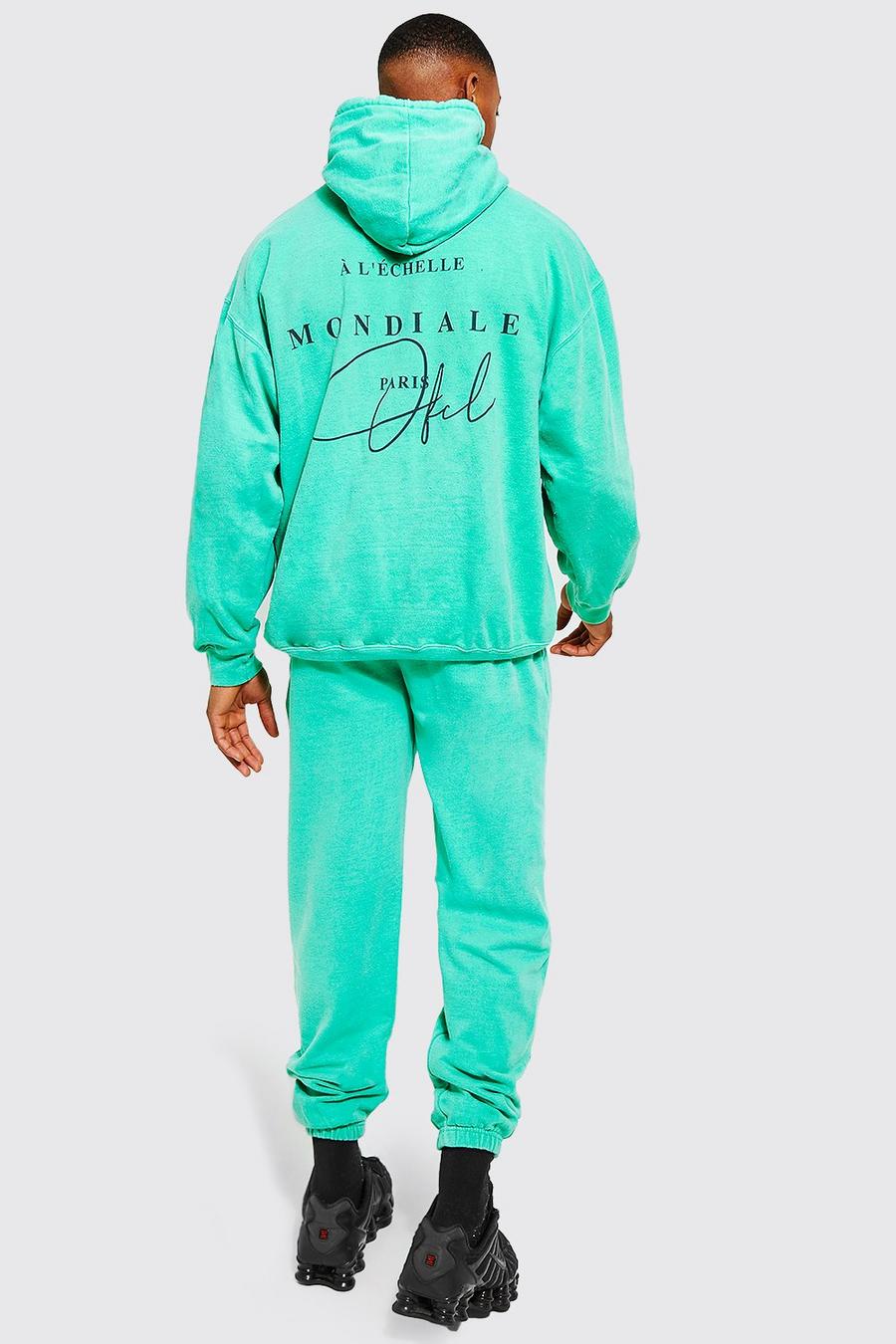 Green Oversized Offcl Overdye Hooded Tracksuit image number 1