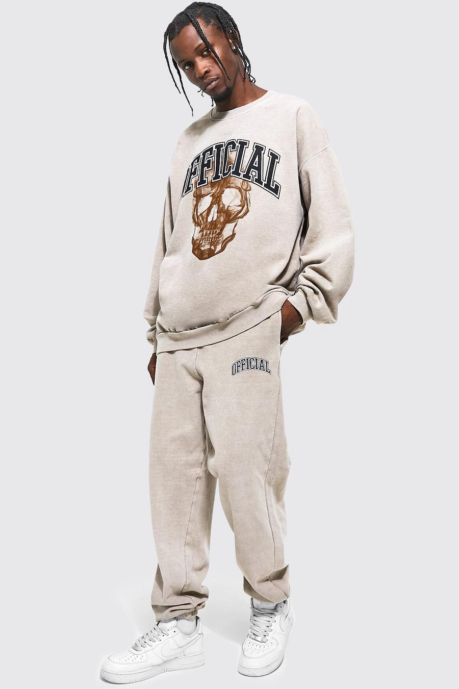 Sand Oversized Official Skull Sweater Tracksuit image number 1
