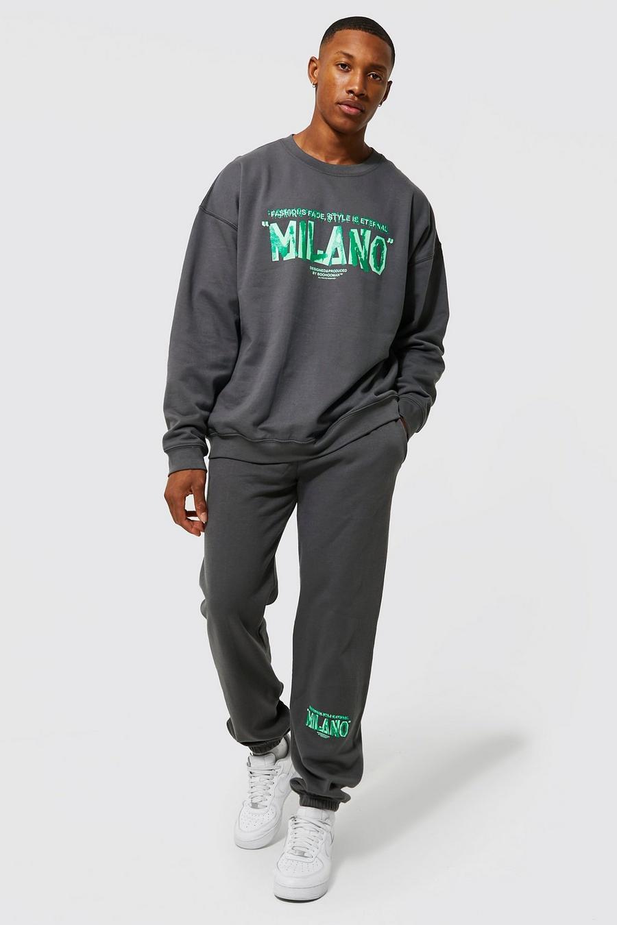 Charcoal grey Oversized Milano Sweater Tracksuit