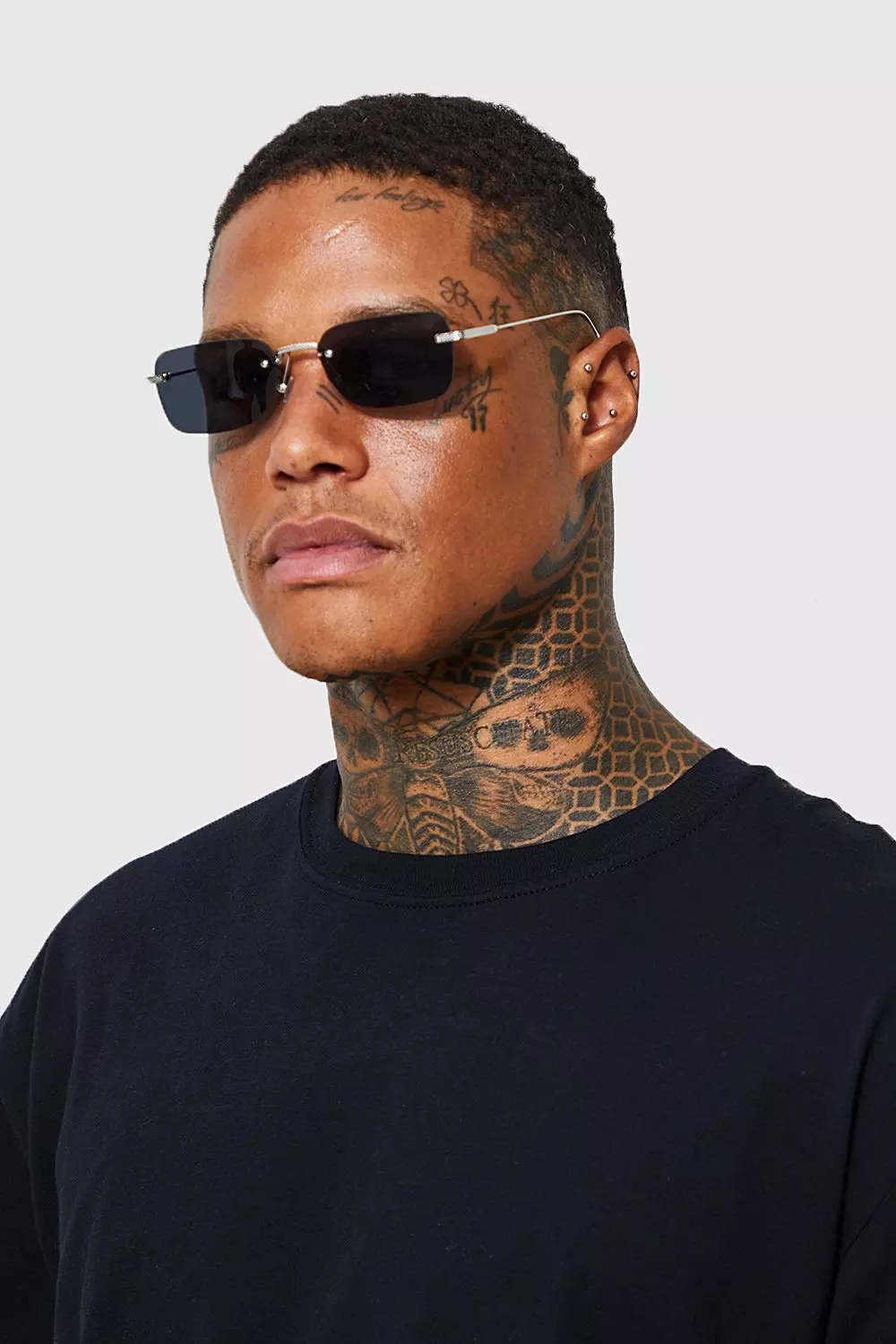 Silver Rectangular Frameless Sunglasses alternative image