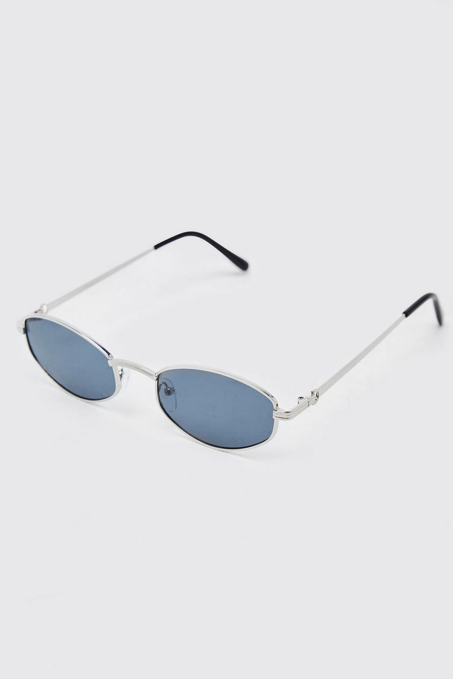 Silver Metal Oval Sunglasses
