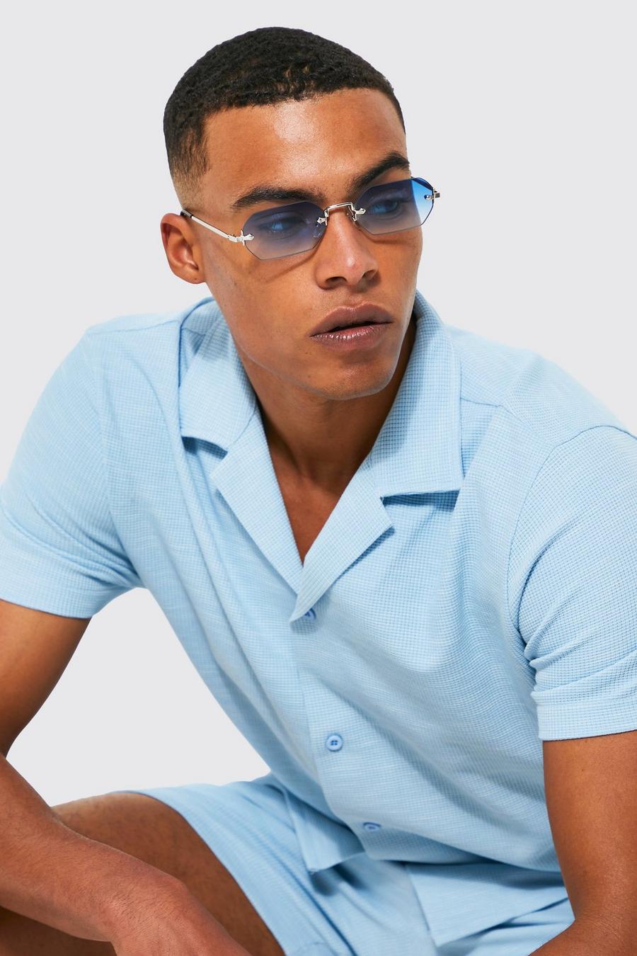 Silver Hexagon Frameless Sunglasses
