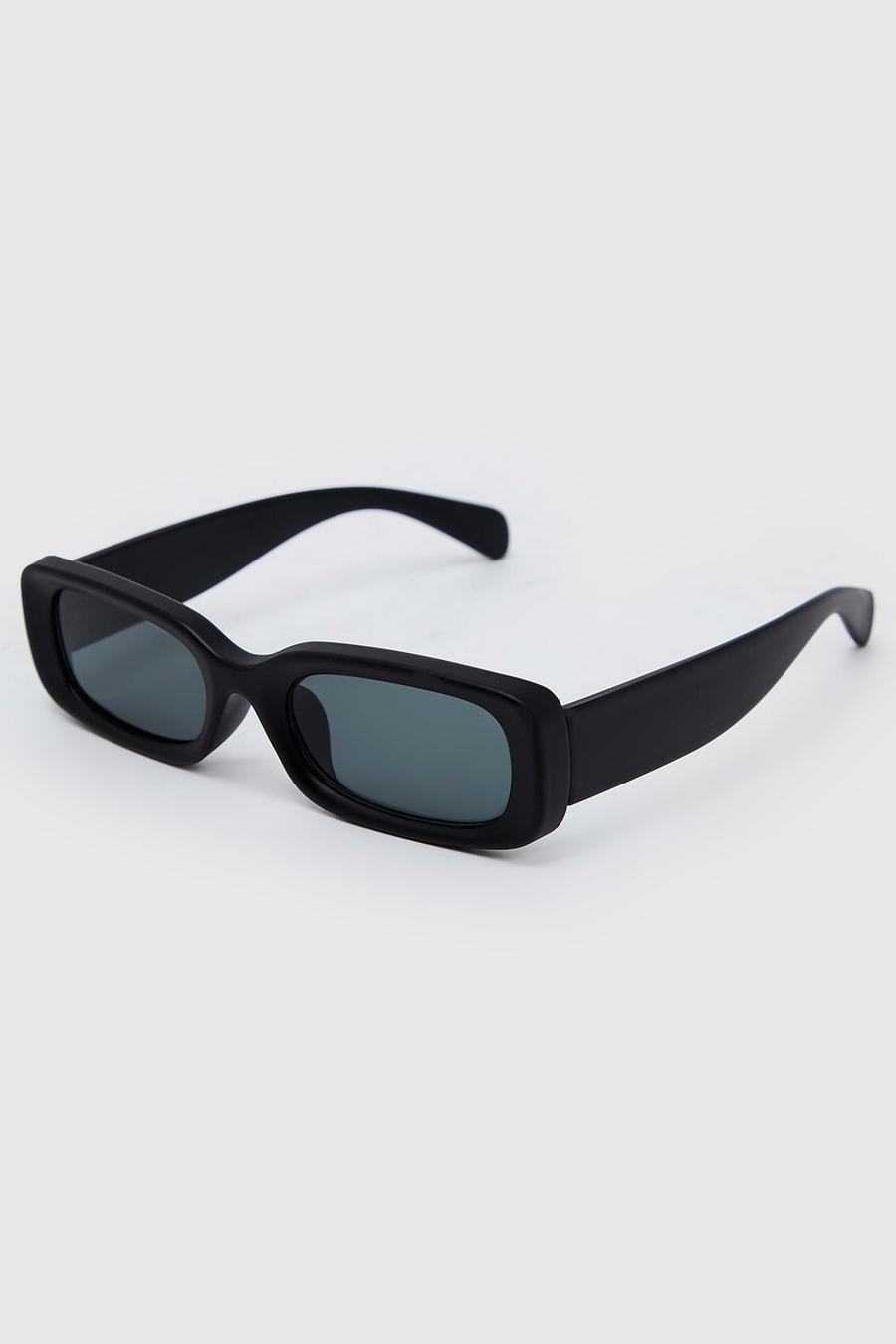 Black Plastic Narrow Chunky Sunglasses image number 1
