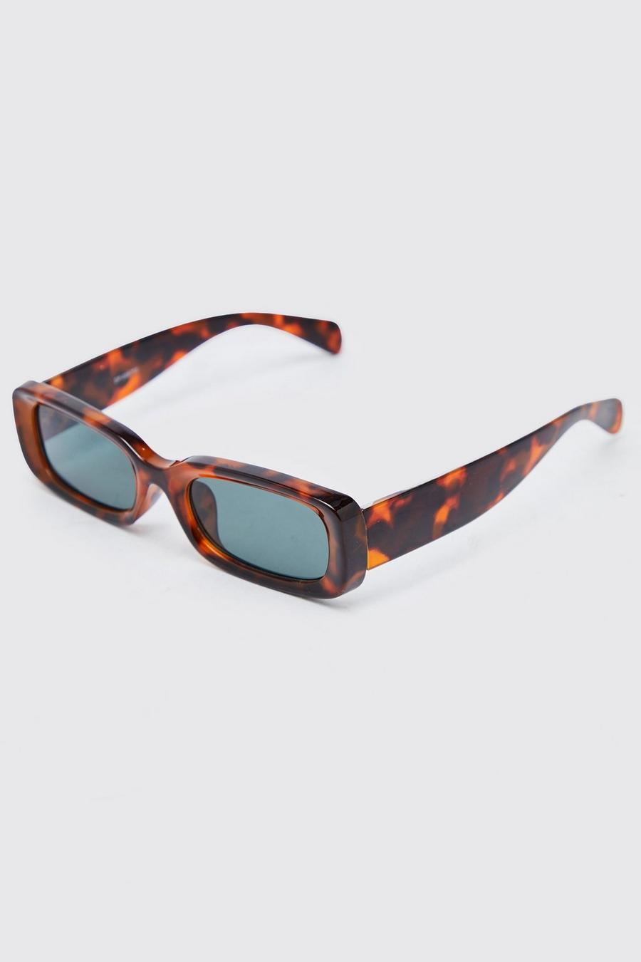 Brown Narrow Plastic Chunky Sunglasses image number 1