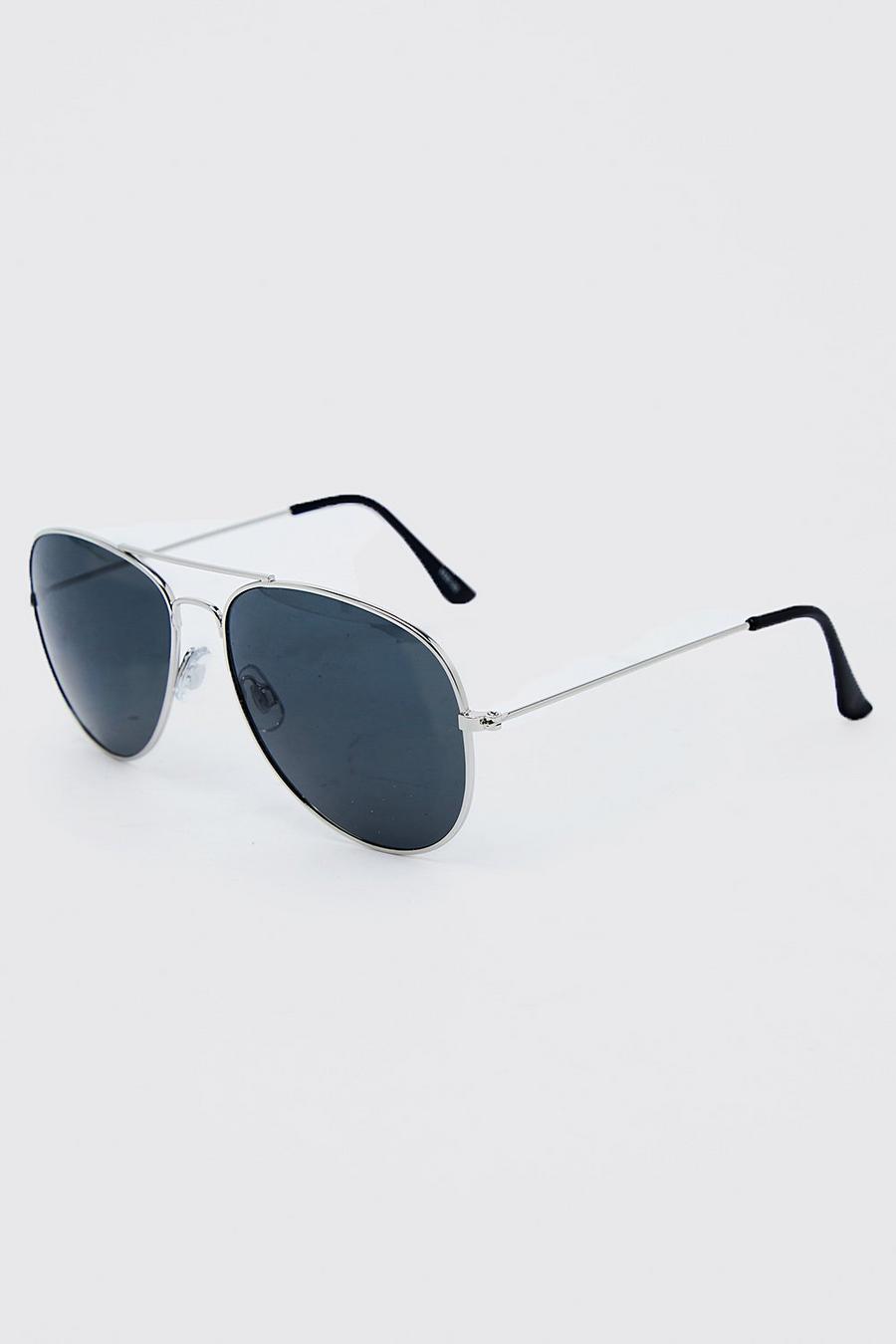Silver Metal Aviator Sunglasses image number 1
